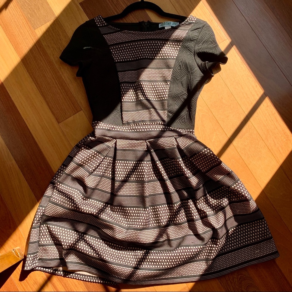 Francesca’s Black Graphic Textured Mini Dress
